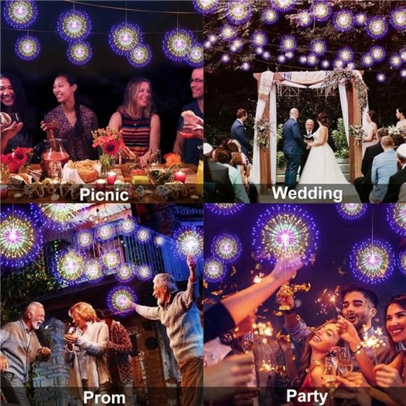 Starburst Lights 200 LED Firework Lights Copper Wire Sphere Lights with Remote - Picture 2 of 6